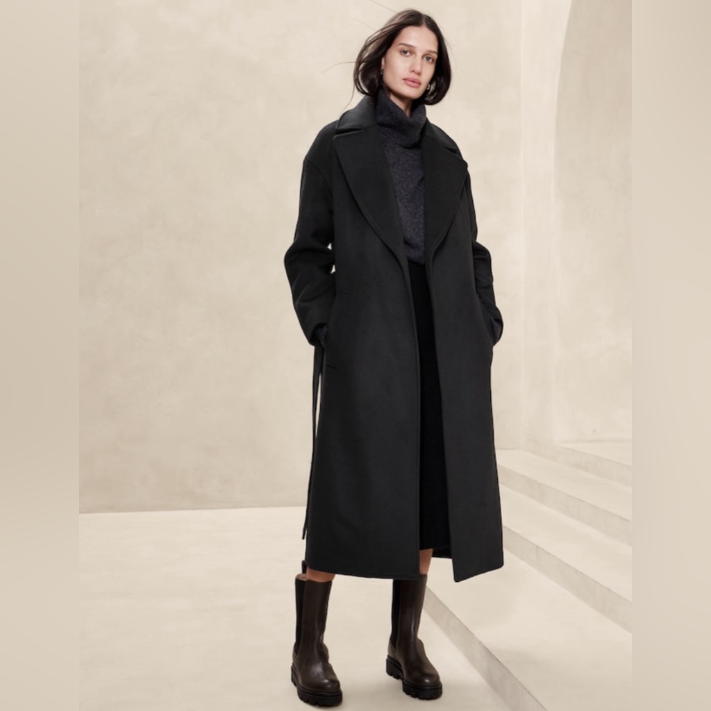 Banana Republic Black Long Wool Coat